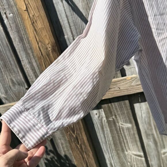Vintage Lady Van Heusen Striped Button Down Shirt - White and tan - Picture 2 of 5